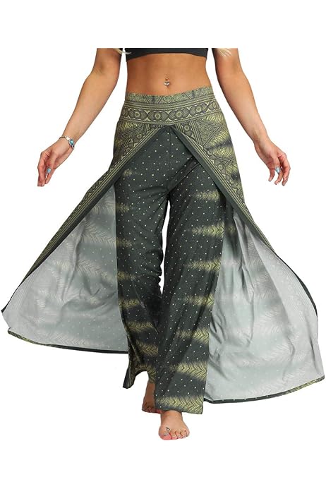 Boho Slit Yoga Workout Palazzo Pants 