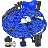 ixaer　ガーデンシャワー　散水ホース　庭用伸びるホース　伸縮ホース　超強化ホース素材　ぐんぐん伸びる　5m－15m　散水ノズル　洗車/ガーデニング　シャワーノズル