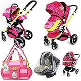 i-Safe System - Mea Lux Trio Travel System Pram & Luxury Stroller 3 in 1 Complete With Car Seat + Ra