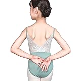 [michelle mica] 花柄レース バレエ レオタード キャミソール スカートなし シンプル 120 130 140 150 ナイロン キッズ ジュニア 子供 子ども ピンク グリーン 緑 ブラック 黒
