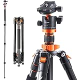 K&F Concept カメラ三脚 2m 一脚 可変式 ４段伸縮 360度パノラマ雲台 レバーロック クイックシュー式 逆向き折畳 アルミ合金製 収納ケース付き 軽量 最大耐荷重8kg