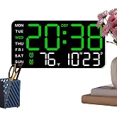 Digital Wall Clock Battery Operated | Large Led Temperature Display Decor - Digital Office Wall Clock,for Bedroom Offices Dor