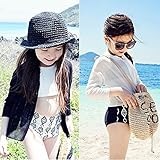 【 韓国スタイル子供服】 キッズ水着 女の子★子供ビキニフリル 可愛いSandy beachビキニ 四点セットUVカーディガン 全2色 White,L