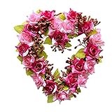 cyndie花輪　造花　壁掛け　ハート型　心型　ラベンダー　ホーム 結婚式 飾り インテリア花　雑貨　かわいい 撮影 道具　人工観葉植物　人工植物　造花　花輪　6色　紫赤色