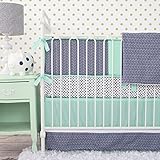 Caden Lane Mint and Navy Chevron 2 Piece Crib Bedding Set by Caden Lane