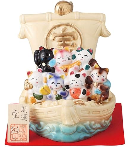 Amazon.co.jp : 薬師窯 錦彩 七福神 招き猫セット(小) : ホーム＆キッチン
