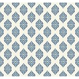 York Wallcoverings WP2479 Waverly Small Prints Garden Gate Wallpaper, Marine Blue/White [並行輸入品]