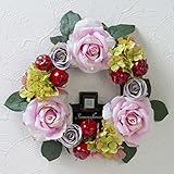 Formosaflowers （ フォルモサ フラワーズ ）ローズリース LEDフラワー ＜ 造花 / アーティフィシャルフラワー ＞ クリスマス 人感センサー 自動点灯 自動消灯 ラベンダー