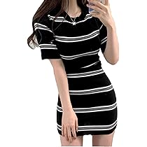 夏にぴったり♪韓国タイトボーダーワンピース半袖　普段着や女子会にも最適 Amazon.co.jp: [KOREARU] 韓国ファッション レディース 半袖