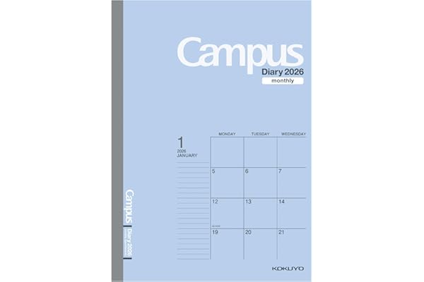 コクヨ 手帳 2026 キャンパスダイアリー マンスリー ブロック スタンダード セミB5 ブルー ニ-CMB-B5-26 2025年 12月始まり