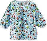 Solby スモック/アニマルリーフ/ブルー 【お食事】 BBSB105403