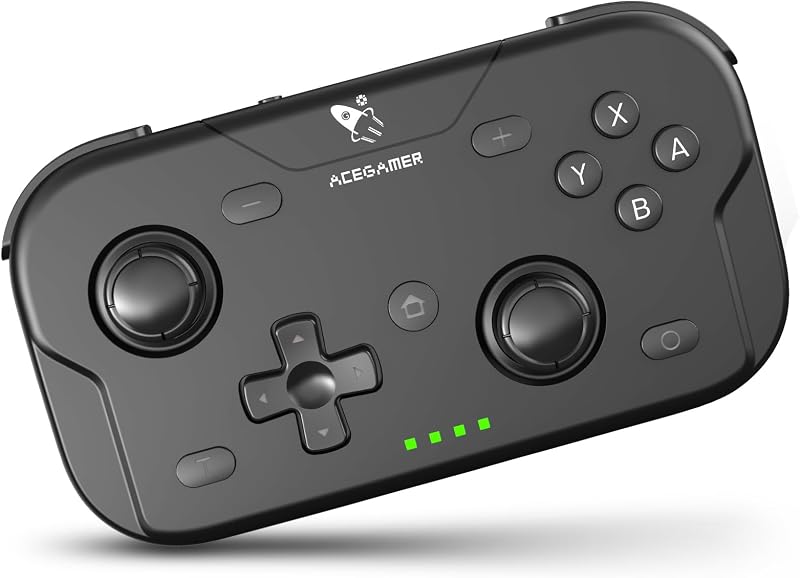 AceGamer ポケットコントローラー ワイヤレスコントローラー ミニサイズ 持ち運びにやすい 昇降式スティック 自動連射機能 6軸ジャイロセンサー ワンボタンでウェイクアップ Switch/PC/IOS/Androidに対応 (ブラック)
