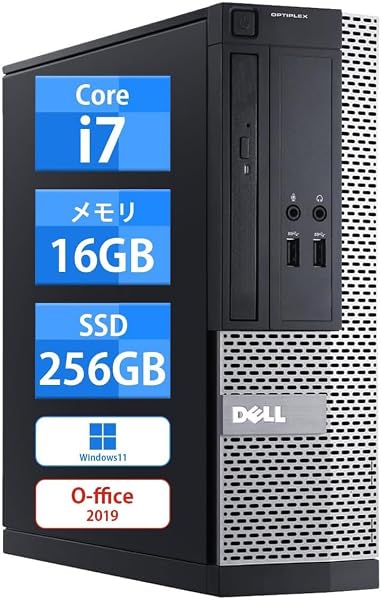 【整備済み品】デル デスクトップ OptiPlex 3020SFF又9020SFFデスクトップパソコン 高性能Corei7/windows11 デスクトップ/Office 2019搭載 初期設定済/WIFI 6/Bluetooth4.2/DP/VGA/USB3.1/4KHD対応/マルチ画面対応/180日保証 (メモリ16GB+SSD256GB) - 1