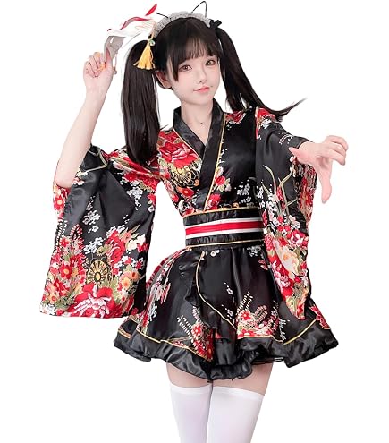 Amazon.co.jp: Y2K 大人用 浴衣ドレス 帯2点セット 姫ギャル 平成GAL