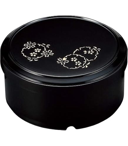 Amazon｜割烹漆器 ミニお重 ﻿みどり重 梨地 菊（内黒）1段 H-168-11
