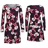 ワンピース POTOJP クリスマス柄 長袖 ロング ドレス 大人用 着痩せ オシャレ 膝丈スカート コスプレ衣装 女の子 コスチューム 女性用 衣装 クリスマス パーティー 演劇 結婚式 宴会 日常