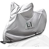 Libzaki バイクカバー 210Dオックス厚手生地 盗難・風飛び防止 5L-6L 全長255cmまで適用 大型バイク車体カバー 収納袋付きシ(銀)