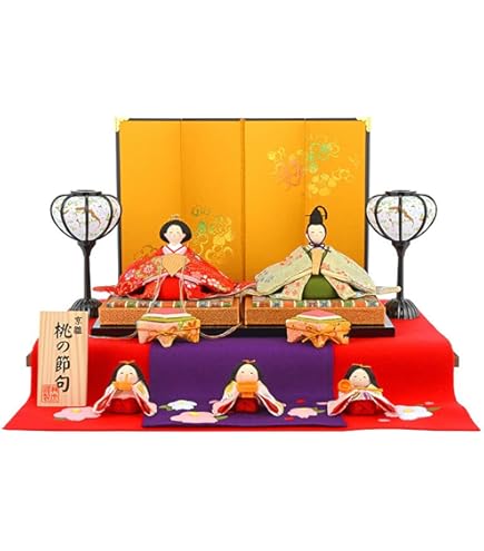 Amazon | リュウコドウ 雛人形 扇面三段わらべ雛10人揃い 間口45cm  