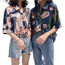 Amazon.co.jp: レディース 花柄 半袖 アロハシャツ トップス