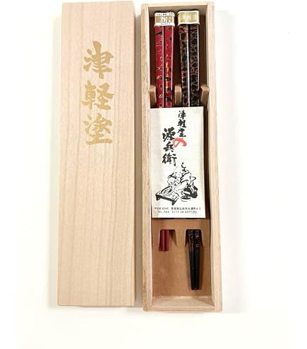 Amazon｜津軽塗箸 七々子塗（黒23.5cm 赤20.5cm）夫婦セット 特殊技術