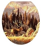 Toilet Tattoos TT-1027-R Elk Bull Decorative Applique For Toilet Lid, Round [並行輸入品]
