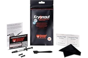 Thermal Grizzly Kryonaut Thermal Grease - 1.0 Gram Set Extra Spatulas, Cleaning Pads + Cloth - Value Pack