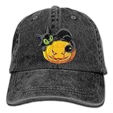 大人 デニム キャップハロウィーン 猫 かぼちゃ 今季最新 釣り ハット クール 紫外線対策 日よけ 小顔効果 プリント付き 無地 ブラック