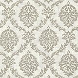Beacon House 495-69062 Tennyson Pewter Shimmer Damask Wallpaper [並行輸入品]