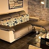 ファブリックカウチソファ 花柄 フラワー ホワイト 座って左カウチ