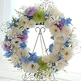 お供え 花 アレンジメント『フラワーリースLサイズ』弔電 家族葬の花 フラワー 生 16時〆即日発送可能(日曜除く),ブルー系