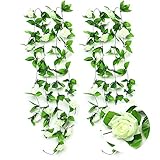 bennyue　造花 壁掛け つるバラの造花 観葉植物 玄関　クリスマス　造花 インテリア 光触媒 シルク造花 家庭飾り 4色選択 ロマンチック 家 結婚式 お祝い 誕生日 パーティー　2ｍ 2本セッ
