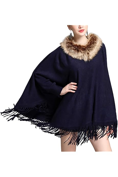 Amazon | [ANMIDA] アンミダ ポンチョ ファーポンチョ ケープ ショール  