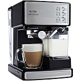 Mr. Coffee エスプレッソとカプチーノマシン プログラム可能なコーヒーメーカー 自動ミルク泡立て器と15バーポンプ付き ステンレススチール
