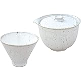 スズ木 美濃焼 宝瓶 急須・湯呑 セット 白釉窯変 白 7127-0570