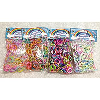 [Artasy ™][並行輸入品] DIY 4種類ミックスゴムセット バンドブレスレット (蛍光＆銀ラメ＆普通＆夜光) Loom Bands refill Pack - (2400pcs) rubber ring Color: Four Species Mix