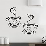 新しい到着美しいデザインのコーヒーカップカフェティーの壁のステッカーアートビニールデカールキッチンレストランパブの装飾
