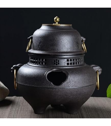 Amazon | 茶釜 風炉釜 切合鬼面風炉 茶釜添え 鉄風炉 茶道具