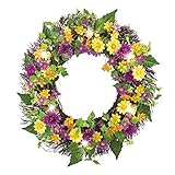 電飾付きヒナギク カラフルリース 18インチ