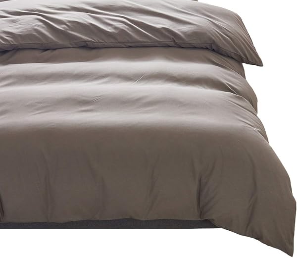 掛けふとんカバー キング 230x210cm グレー 綿混 無地 布団カバー 洗い替え 防ダニ 防シワ オールシーズン 速乾 通気 単品売り - 1