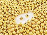メタルビーズ 4mm 500個 ゴールド スペーサー アクセサリー パーツ 金具 (AP0701)
