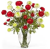 Nearly Natural 1087-RW Ranunculus Liquid Illusion Silk Flower Arrangement, Red/White [並行輸入品]