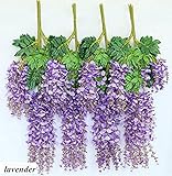 e-Joy リアルな人工シルク Wisteria Vine Ratta シルクハンギングフラワープラント、ホームパーティ、ウェディングの飾り、その他のイベント用、12個、各3.6フィート e