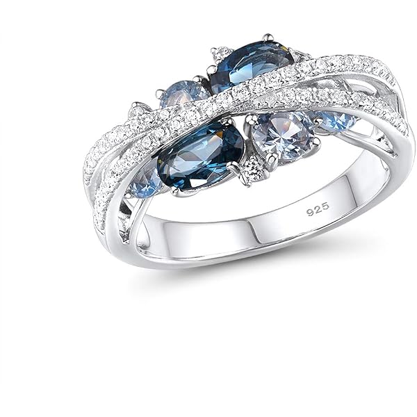 Silverly Sterling Silver Flat Top Ring – Oval Simulated Lapis Lazuli Gemstone In 925 Silver For Women - View #9