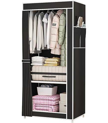 簡易ポータブル組立クローゼット 防湿・防塵・防カビの不織布クローゼット① Amazon｜PSHUN RIGH 簡易ポータブル組立クローゼット 防湿・防塵・防