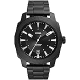Fossil メンズマシンステンレススチールケース クォーツクロノグラフウォッチ, 49mm ブラック, One Size, 機械