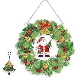 ASDSH クリスマス 飾り ダイヤモンドアート キット モザイクアート ダイヤモンド塗装 ダイアモンドビーズ絵画キット 手作り絵画手芸キット DIY 全面貼り付けタイプ ツールとキーホルダー付属 5D