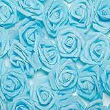 ハートスピーカー50 / 100個Foam Fakeバラ人工花ウェディング花嫁ブーケパーティー装飾 50pcs ブルー QGFWR7O1085K23G2G