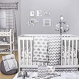Grey Elephant and Chevron 5 Piece Crib Bedding with Bumper by The Peanut Shell by The Peanut Shell