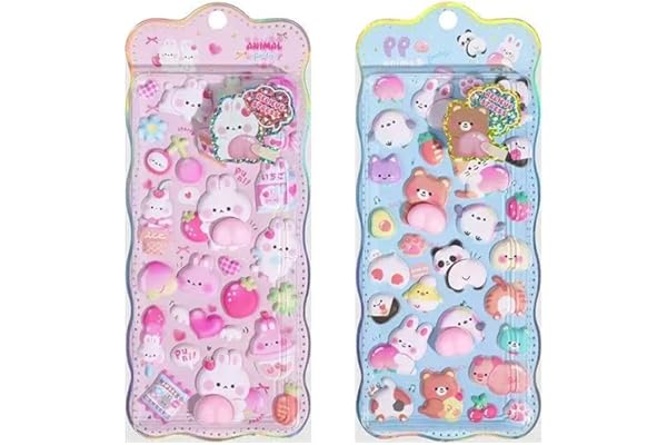 Hanyuan 3dシール おしりぷにぷにシール かわいい ぷくぷく キャラクター 3D マシュマロ ふわふわ もちもち もっちりスクイーズ ステッカー デコレーション 2セット No.001