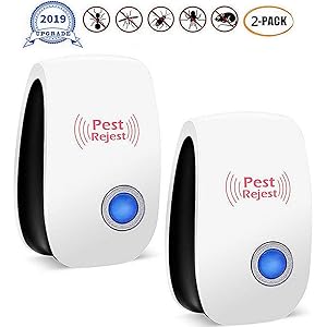 ネズミ駆除 害虫駆除機 超音波害獣 電磁波 害虫駆除装置 ゴキブリ/蚊/蟻/蜘蛛/コウモリ/ノミ/ダニ撃退器 120㎡有効範囲 ネズミ対策 無毒無臭 子供やペットにも安心 害虫退治 2個セット